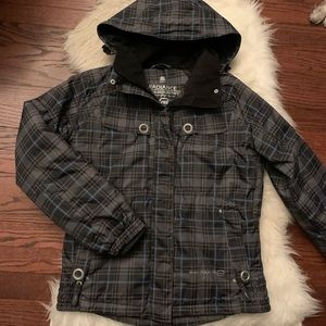 Gray Plaid Insulated Ski Jacket
